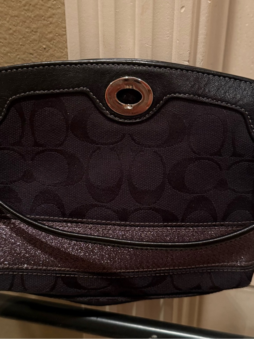 Classic Black Signature-Pattern Shoulder Bag